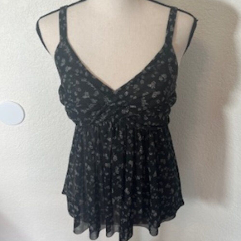 Express Black and White  Shirred Camisole Style Top- Size S